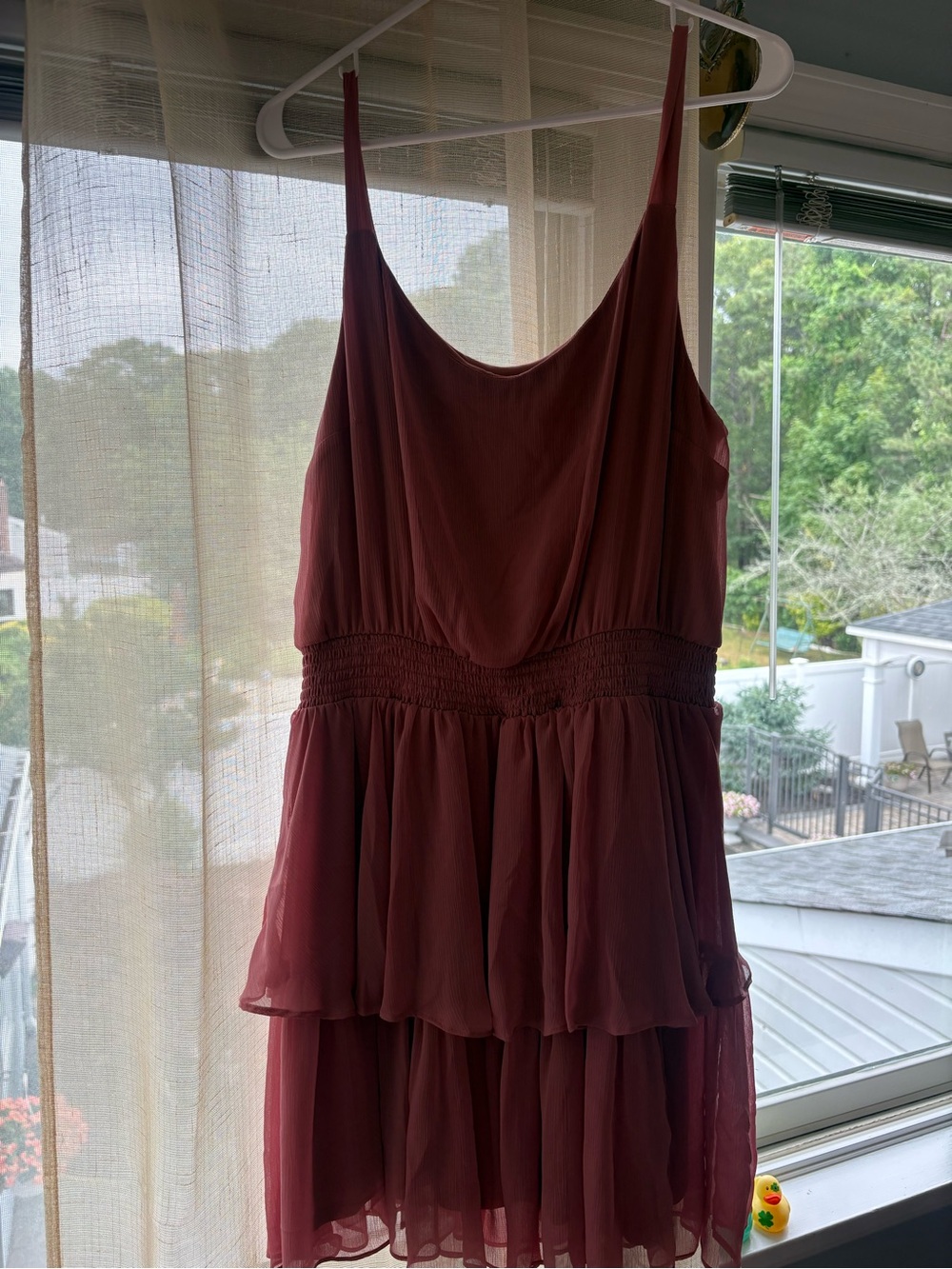 Express Sleeveless Tiered Chiffon Dress in Coral